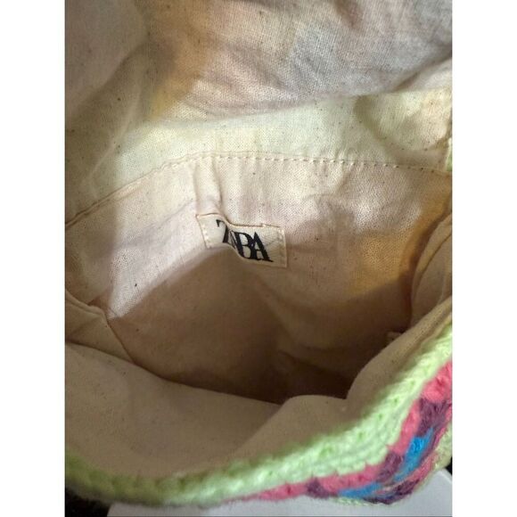 Zara Women's Flap Crochet Floral Sling Crossbody Bag Multicolor Small - Picture 4 of 9